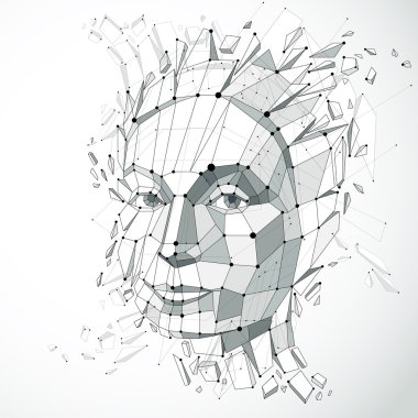 Woman face in low poly style