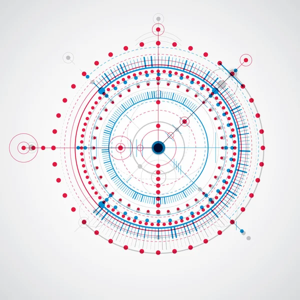 Mechanisch schema, blauwe techniek tekening — Stockvector