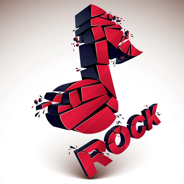 Rojo 3d nota musical — Vector de stock