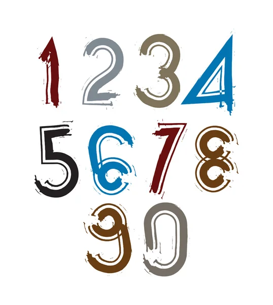 Multicolored handwritten numbers — Stock Vector