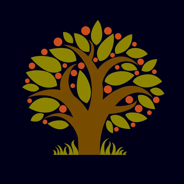 Árbol con manzanas maduras — Vector de stock