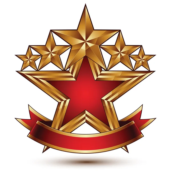 五角形の黄金の星を持つグラマラスなテンプレート — ストックベクタ