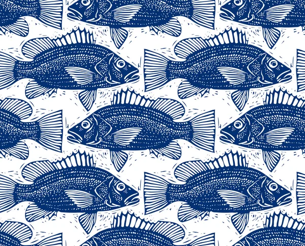 Süßwasserfische endloses Muster — Stockvektor