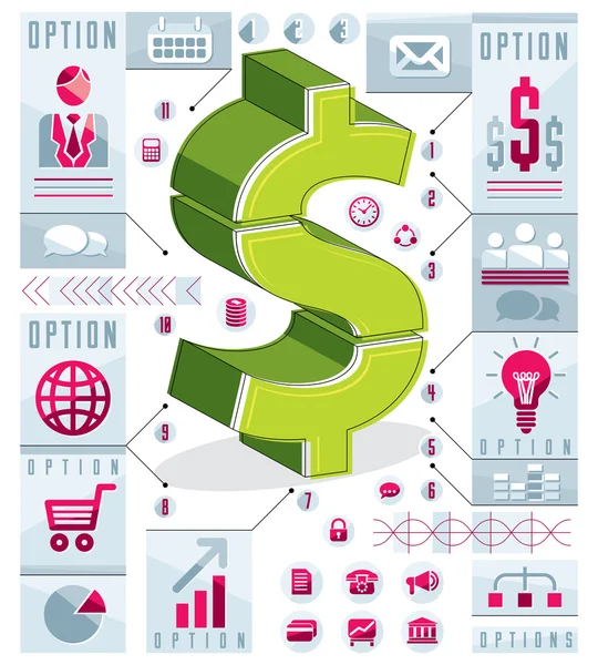 Composição de infográficos criativos com sinal de dólar —  Vetores de Stock