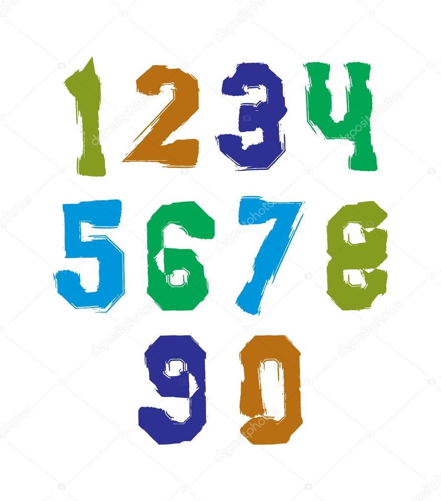 Handwritten colorful freak numbers 