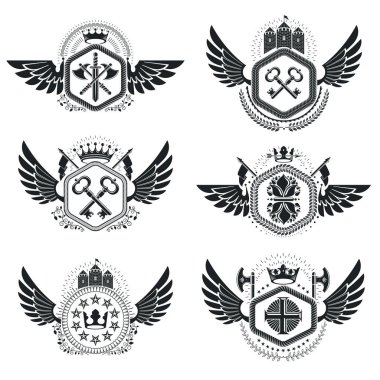 Vintage hanedan amblem seti 