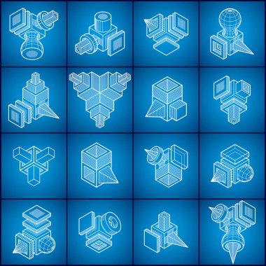 Engineering abstract geometric shapes set  clipart