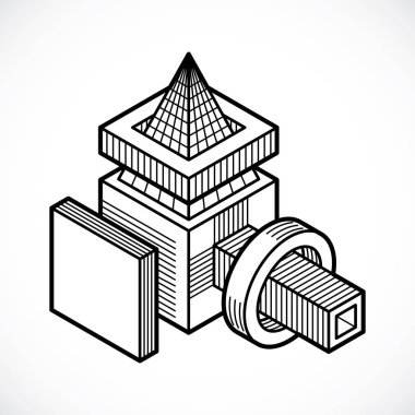 Soyut izometrik boyutlu şekli.