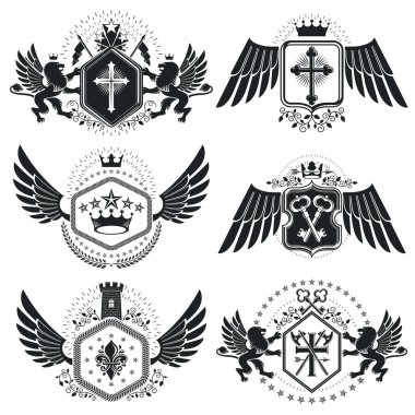 Vintage hanedan amblem seti 