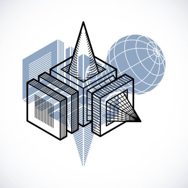 Soyut izometrik boyutlu şekli.