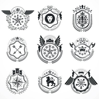 Vintage hanedan amblem seti 