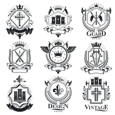 Vintage hanedan amblem seti 