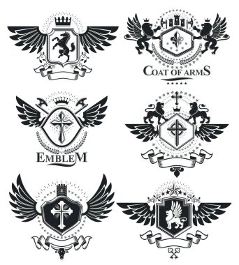 Vintage hanedan amblem seti 