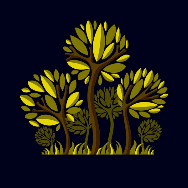Symbol umělecký přírodní stromy — Stockový vektor