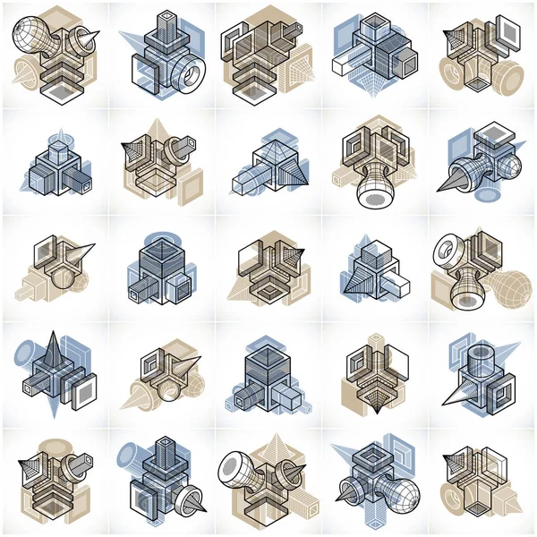 Engenharia conjunto de formas geométricas abstratas — Vetor de Stock