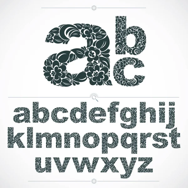 Set of letters font with floral pattern — Stock Vector