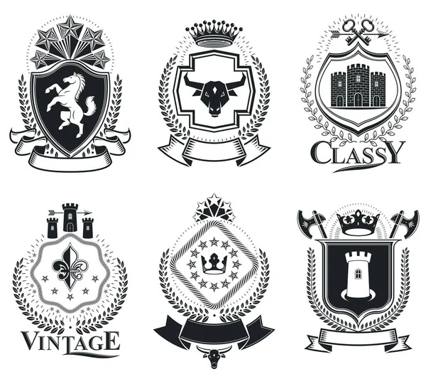 Vintage Wappenset — Stockvektor