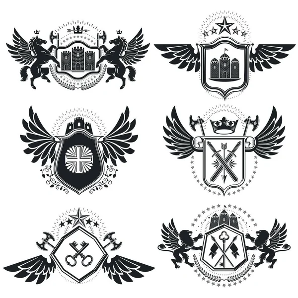 Set de embleme heraldice vintage — Vector de stoc