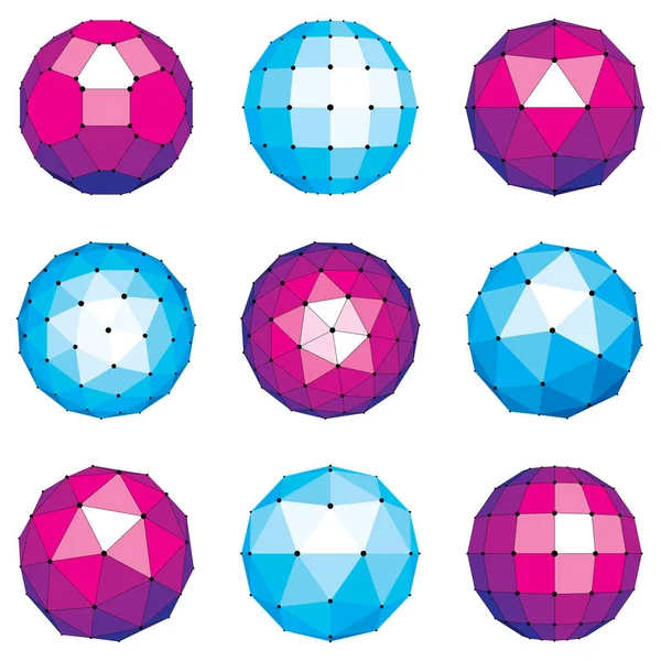 Reihe abstrakter geometrischer Globusformen — Stockvektor