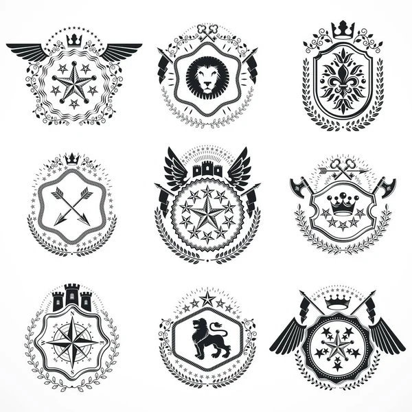 Vintage hanedan amblem seti 