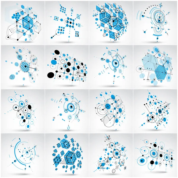 Conjunto de fondos de tecnología geométrica abstracta — Archivo Imágenes Vectoriales