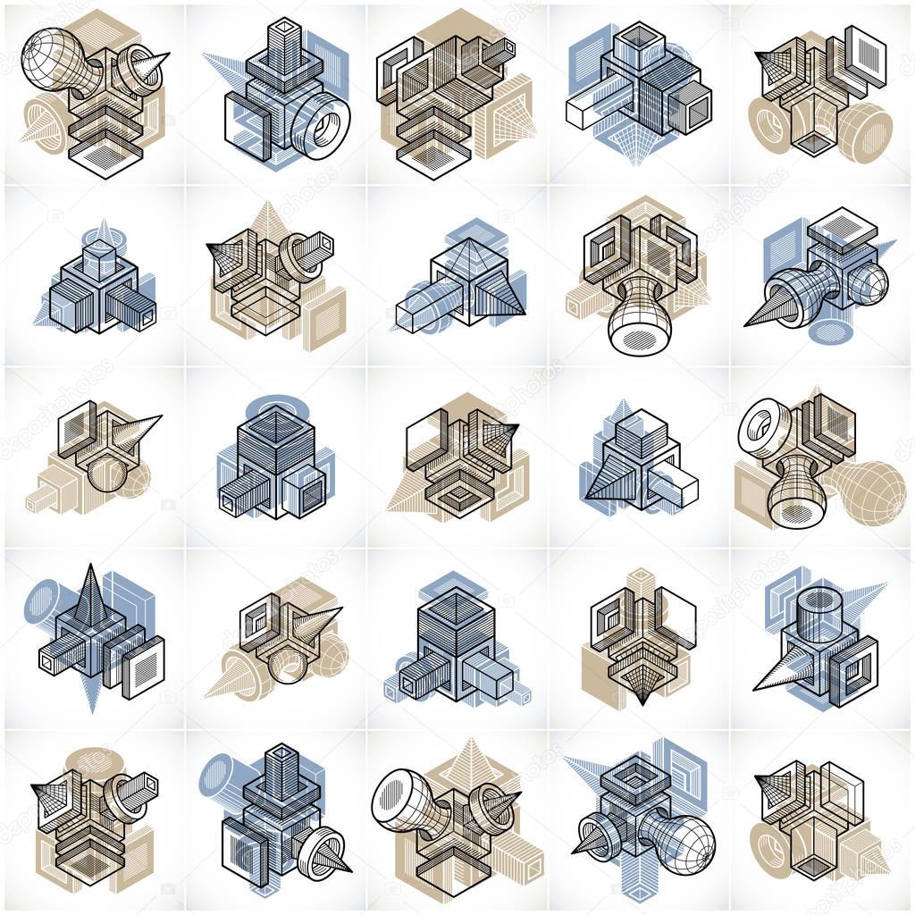 Engineering abstract geometric shapes set 