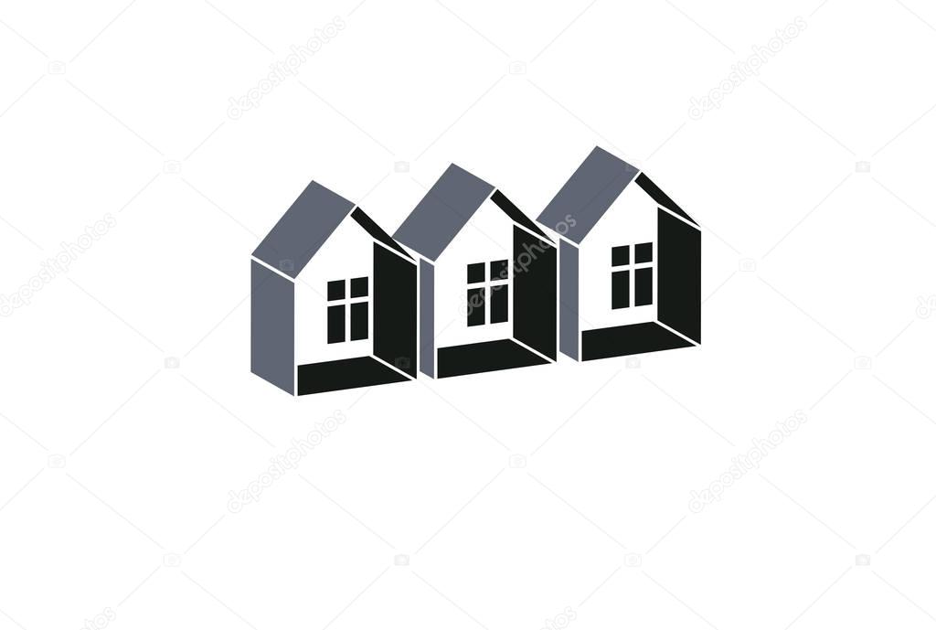 Abstract simple country houses vector illustration, homes