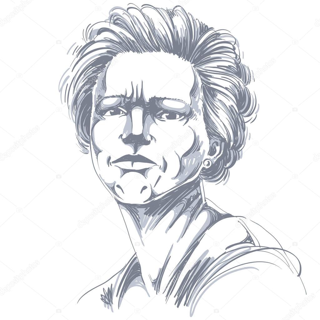 sketch portrait of angry woman