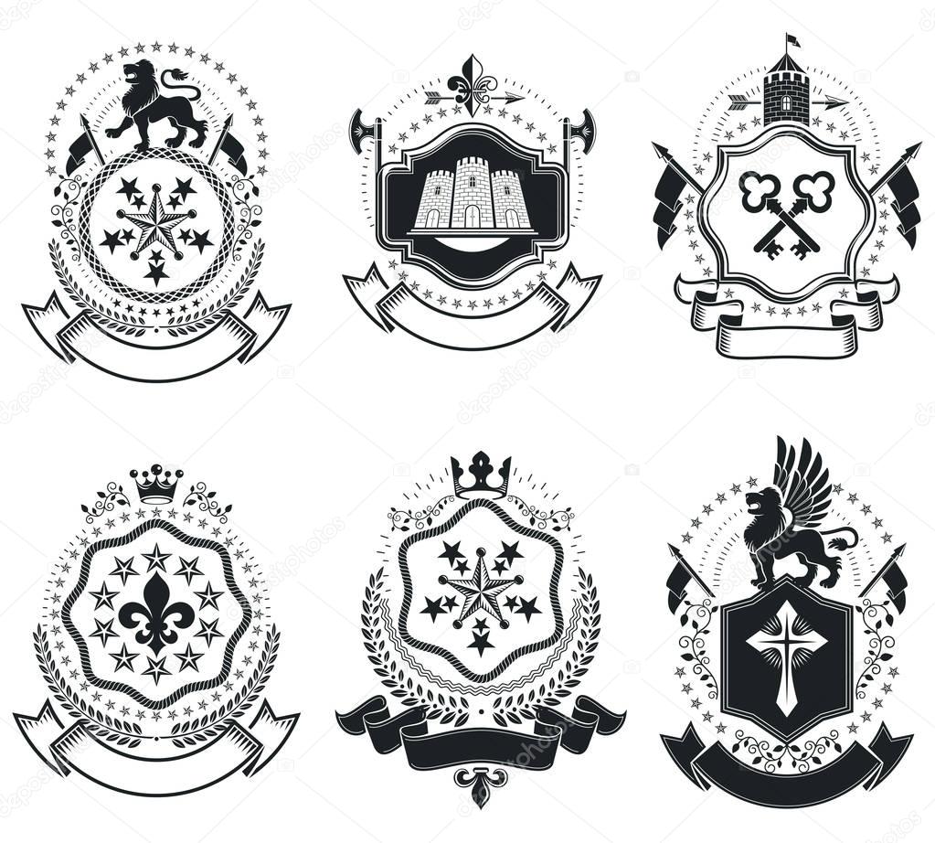 Vintage Heraldic Emblems Set Vector Image By C Ostapiusangelp Vector Stock Vintage Heraldic Emblems Set Vector Image By C Ostapiusangelp Vector Stock