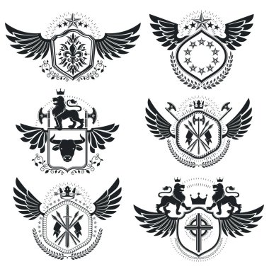 Vintage hanedan amblem seti 