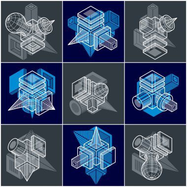 soyut geometrik şekiller kümesi.