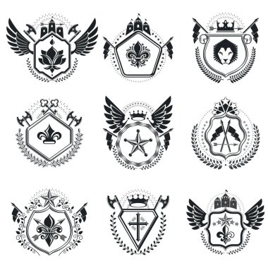 Vintage hanedan amblem seti 