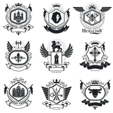 Vintage hanedan amblem seti 