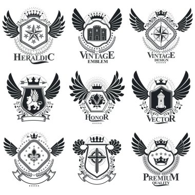 Vintage hanedan amblem seti 