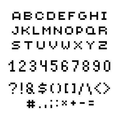 piksel yazı tipi Icons set