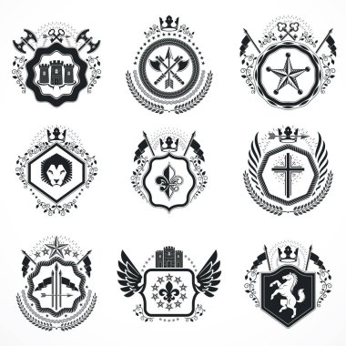 Vintage hanedan amblem seti 