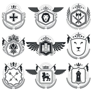 Vintage hanedan amblem seti 