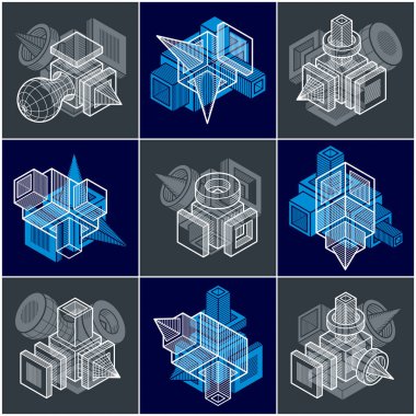 soyut geometrik şekiller kümesi.