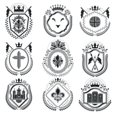 Vintage hanedan amblem seti 