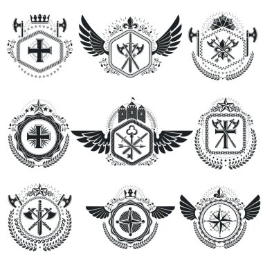 Vintage hanedan amblem seti 