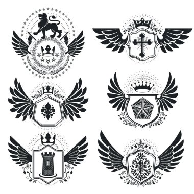 Vintage hanedan amblem seti 