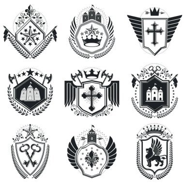 Vintage hanedan amblem seti 