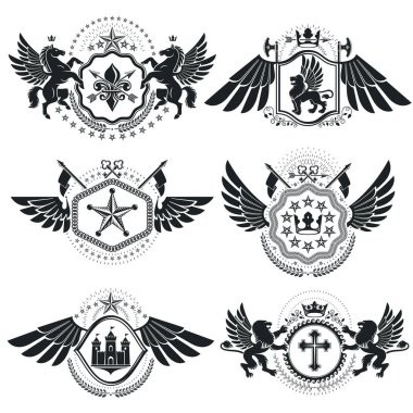 Vintage hanedan amblem seti 