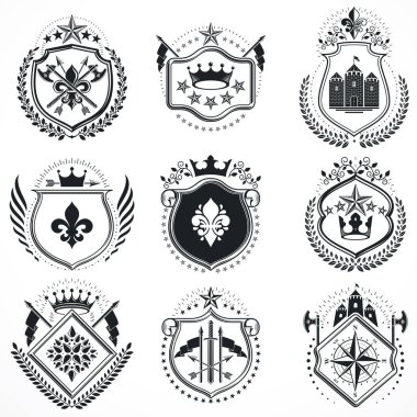 Vintage hanedan amblem seti 