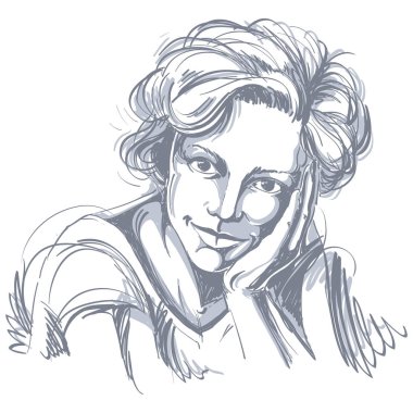 güzel bir kadın portresi kroki