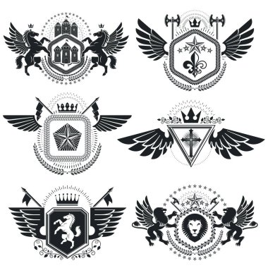 Vintage hanedan amblem seti 