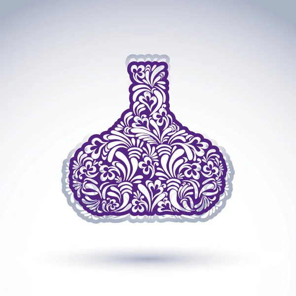 Botella decorada con patrón floral — Vector de stock