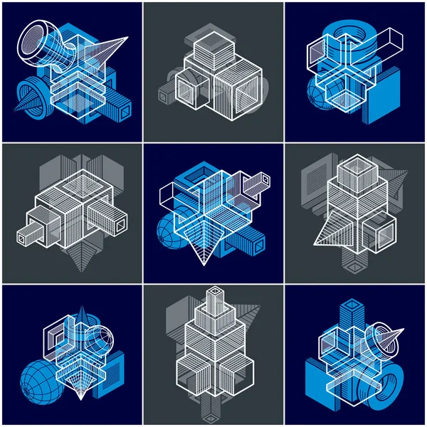 Abstract isometric shapes set — Stock Vector