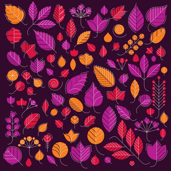 Set of colorful tree leaves — Stock Vector