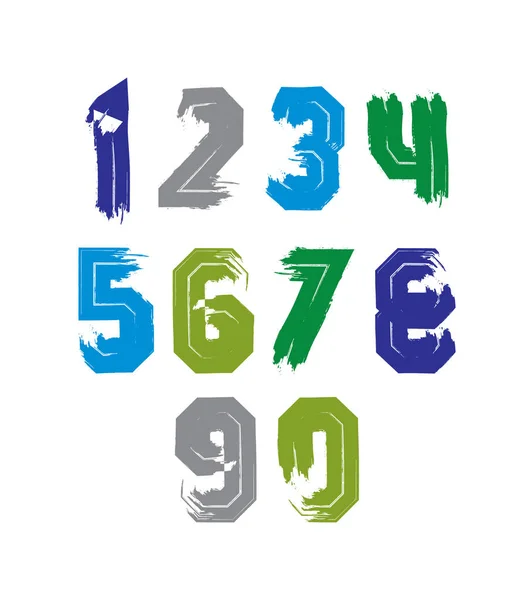 Watercolor colorful numbers set — Stock Vector